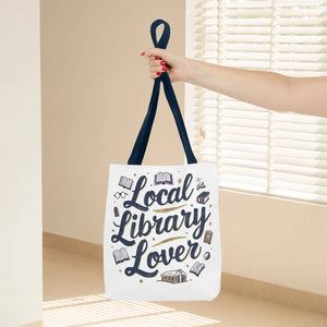 Blue Local Library Lover Tote Bag - Black Cotton Handles - Dipaliz - Bags