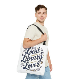 Blue Local Library Lover Tote Bag - Black Cotton Handles - Dipaliz - Bags