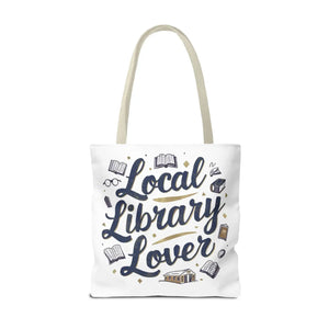 Blue Local Library Lover Tote Bag - Black Cotton Handles - Dipaliz - Bags