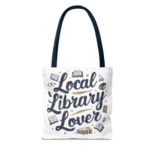 Blue Local Library Lover Tote Bag - Black Cotton Handles - Dipaliz - Bags