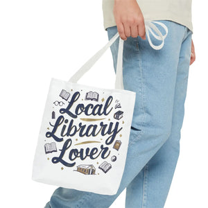 Blue Local Library Lover Tote Bag - Black Cotton Handles - Dipaliz - Bags