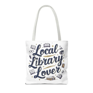Blue Local Library Lover Tote Bag - Black Cotton Handles - Dipaliz - Bags