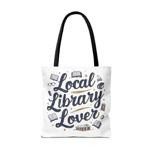 Blue Local Library Lover Tote Bag - Black Cotton Handles - Dipaliz - Bags