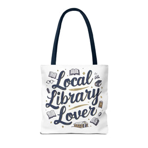 Blue Local Library Lover Tote Bag - Black Cotton Handles - Dipaliz - Bags