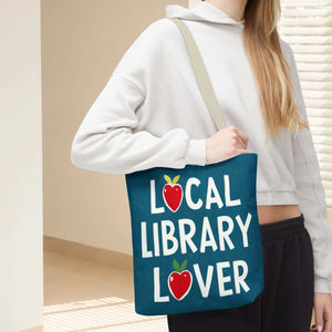 Blue Print Tote Bag - Local Library Stroll - Dipaliz - Shopping Totes