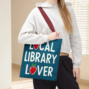 Blue Print Tote Bag - Local Library Stroll - Dipaliz - Shopping Totes