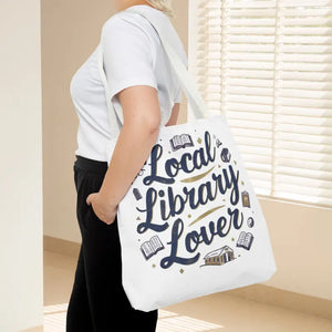 Tote Bag Black Cotton Handles Local Library Lover Dipaliz - 18’’ × / White - Bags