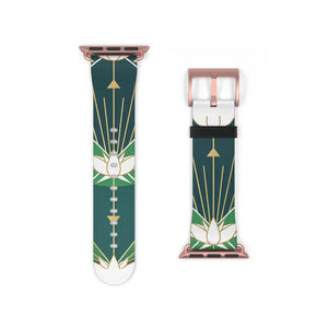 Lotus Art Deco Apple Watch Band - Green Floral Strap - Dipaliz - Accessories