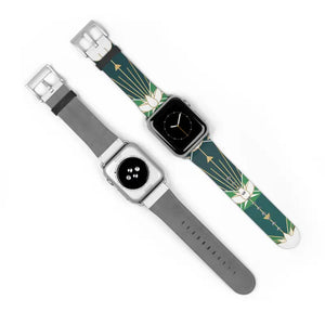 Lotus Art Deco Apple Watch Band - Green Floral Strap - Dipaliz - Accessories