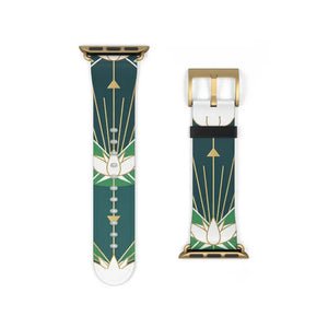 Lotus Art Deco Apple Watch Band - Green Floral Strap - Dipaliz - Accessories