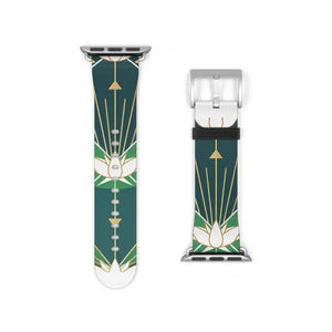 Lotus Art Deco Apple Watch Band - Green Floral Strap - Dipaliz - Accessories