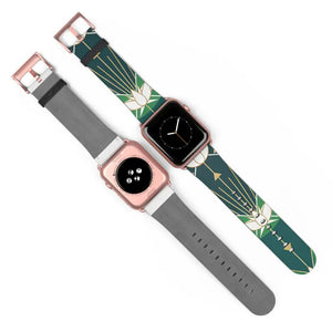 Lotus Art Deco Apple Watch Band - Green Floral Strap - Dipaliz - Accessories