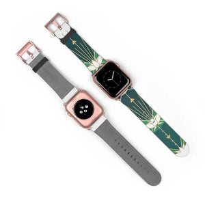 Lotus Art Deco Apple Watch Band - Green Floral Strap - Dipaliz - Accessories