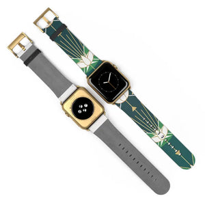 Lotus Art Deco Apple Watch Band - Green Floral Strap - Dipaliz - Accessories