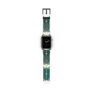 Lotus Art Deco Apple Watch Band - Green Floral Strap - Dipaliz - Accessories