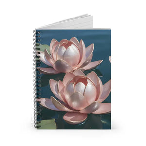 Lotus Flower Spiral Notebook - Pink Waterlily Meditation Journal - Dipaliz - one Size - Paper Products