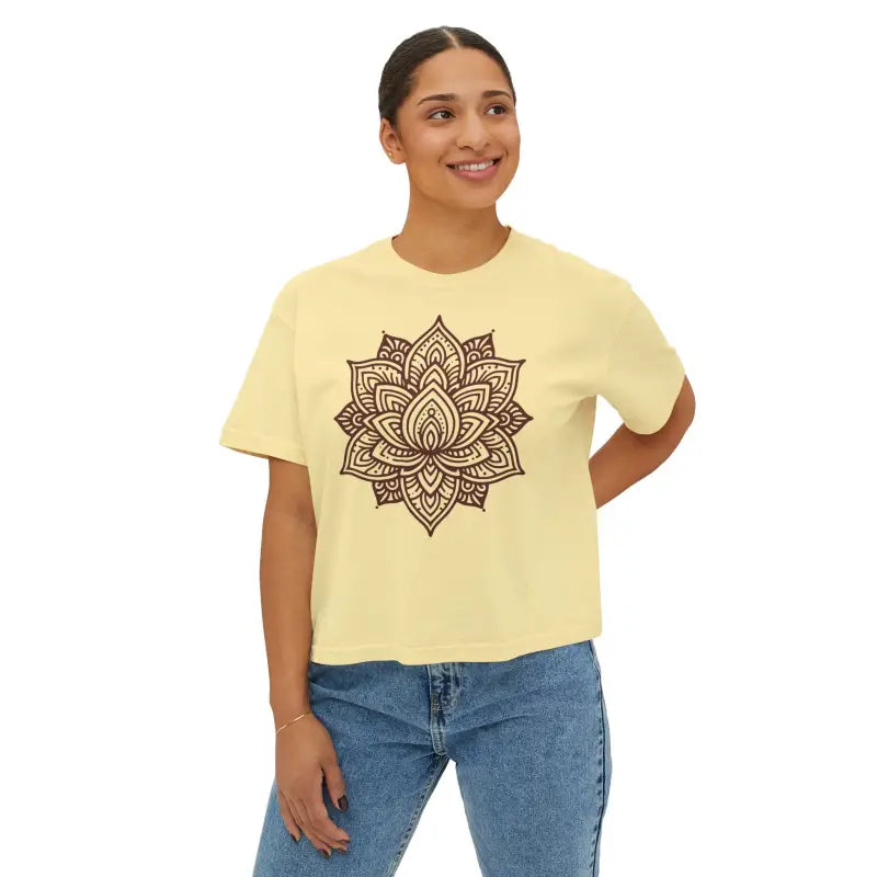 Comfortable Lotus Flower Boxy Tee for Women - T-shirt