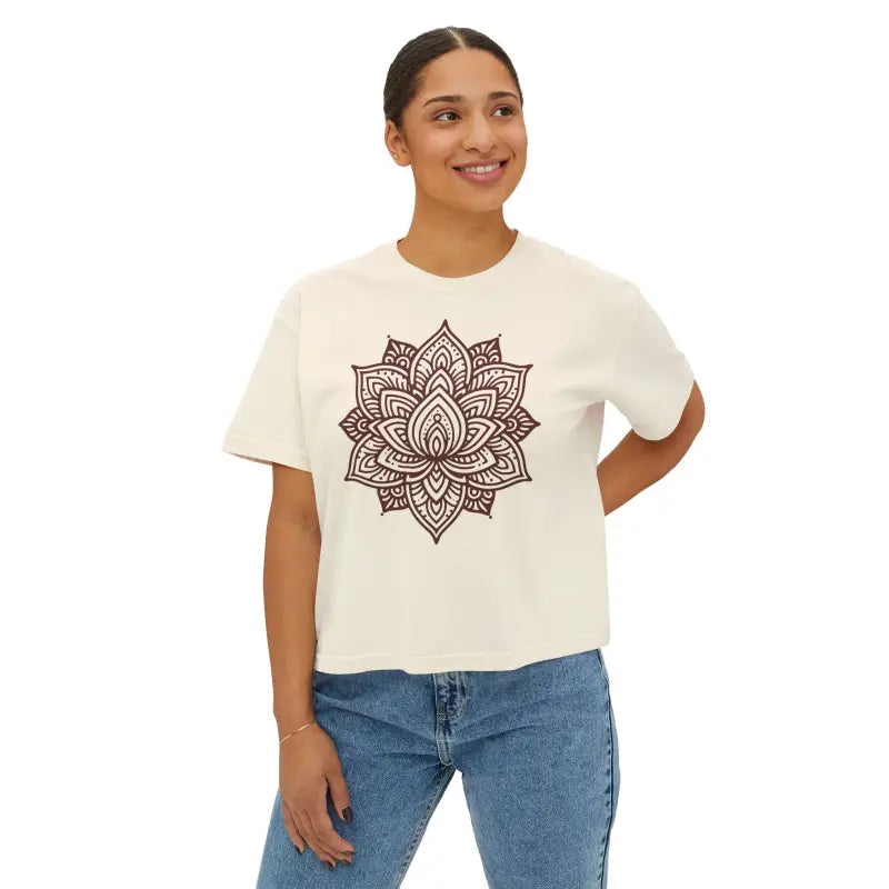 Comfortable Lotus Flower Boxy Tee for Women - T-shirt