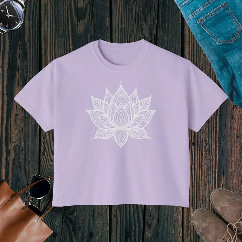 Lotus Flower Muscle Tee - Comfy Boxy Fit with Flowy Rolled Cuffs - Orchid / s T-shirt