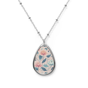 Oval Lotus Flower Necklace High-quality Aluminum - Dipaliz - Necklaces