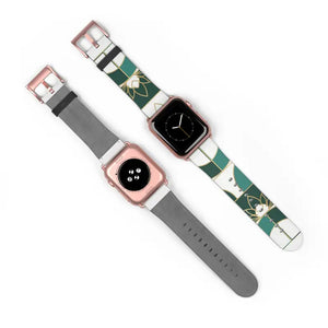 Lotus Geometric Watch Band - Green and Gold Floral Apple - Dipaliz - Accessories