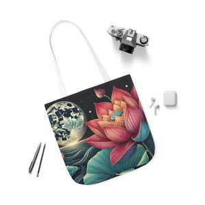 Vibrant Lotus Canvas Tote with 5-color Straps - Dipaliz - Bags