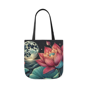Vibrant Lotus Canvas Tote with 5-color Straps - Dipaliz - 18’’ × / Black - Bags