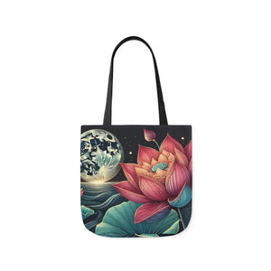 Vibrant Lotus Canvas Tote with 5-color Straps - Dipaliz - 16’’ × / Black - Bags