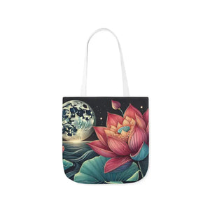 Vibrant Lotus Canvas Tote with 5-color Straps - Dipaliz - 16’’ × / White - Bags