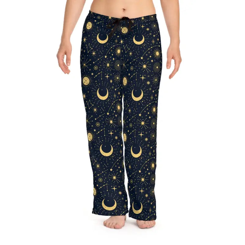 Rock Celestial Style with Sun Moon Pajama Pants for Women - Xs / White Stitching Pajamas