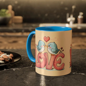 Cozy Love Birds Mugs - Colorful Ceramic Coffee Set - Dipaliz
