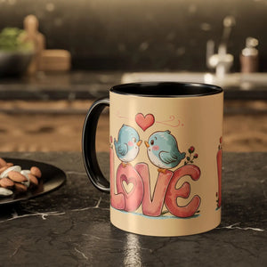 Cozy Love Birds Mugs - Colorful Ceramic Coffee Set - Dipaliz