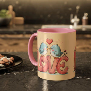 Cozy Love Birds Mugs - Colorful Ceramic Coffee Set - Dipaliz