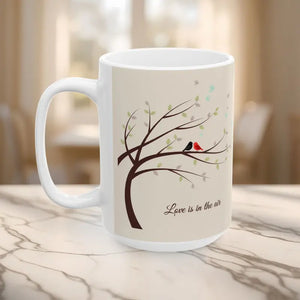 Love Birds on a Tree Ceramic Mug — ?Love is in the Air’ Bird & Coffee Cup (11oz/15oz) - Mugs