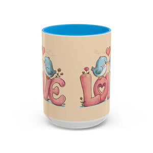 Cozy Love Birds Mugs - Colorful Morning Coffee Cups - Dipaliz - 15oz / Light Blue