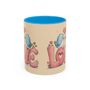 Cozy Love Birds Mugs - Colorful Morning Coffee Cups - Dipaliz - 11oz / Light Blue