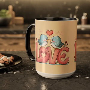 Cozy Love Birds Mugs - Colorful Morning Coffee Cups - Dipaliz - 15oz / Black