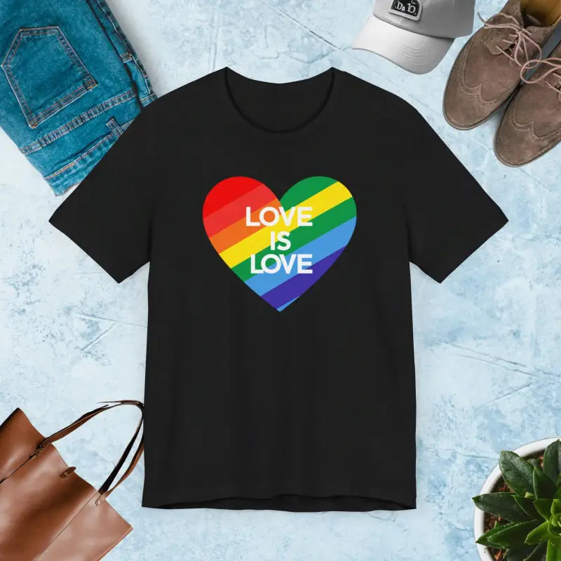 Love is Gay Pride Tee Unisex Jersey for All - Black / s T-shirt