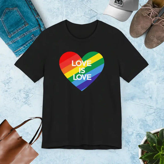 Unisex Love is Gay Pride Tee: Soft Stylish and Proud - Black / s T-shirt