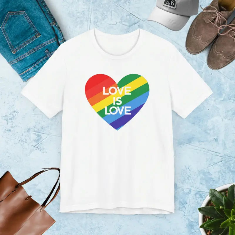 Love is Gay Pride Tee Unisex Jersey for All - White / s T-shirt