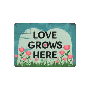 Vintage Metal Art Sign - Love Grows Here White Aluminum - Dipaliz - 7’’ x 5’’ (horizontal) / 0.12’’ - Novelty Signs
