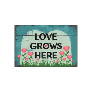 Vintage Metal Art Sign - Love Grows Here White Aluminum - Dipaliz - 36″ x 24″ (horizontal) / 0.12’’ - Novelty Signs