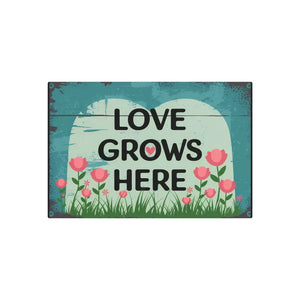 Vintage Metal Art Sign - Love Grows Here White Aluminum - Dipaliz - Novelty Signs