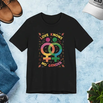 Unisex Pride Day Tee - Love Knows no Gender - Black / s T-shirt