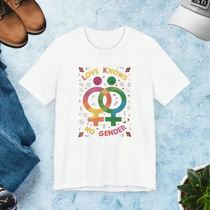 Unisex Pride Day Tee - Love Knows no Gender - White / s T-shirt