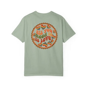 T-shirt - Love Pie Graphic Tee Retro Heart Heavyweight Garment Dyed - Dipaliz