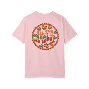 T-shirt - Love Pie Graphic Tee Retro Heart Heavyweight Garment Dyed - Dipaliz