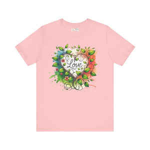 T-shirt - Unisex Jersey Short Sleeve Heart and Flowers Tee - Dipaliz