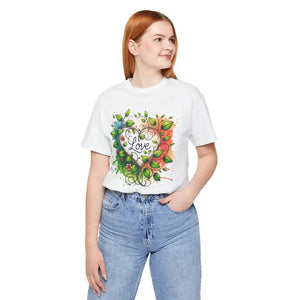 T-shirt - Unisex Jersey Short Sleeve Heart and Flowers Tee - Dipaliz