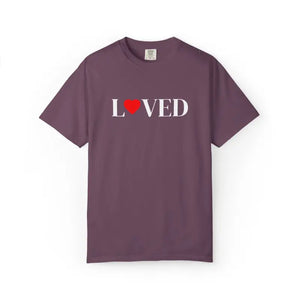 T-shirt - Loved Heart Graphic Tee - Minimal Valentines Soft Cotton - Dipaliz Berry / s